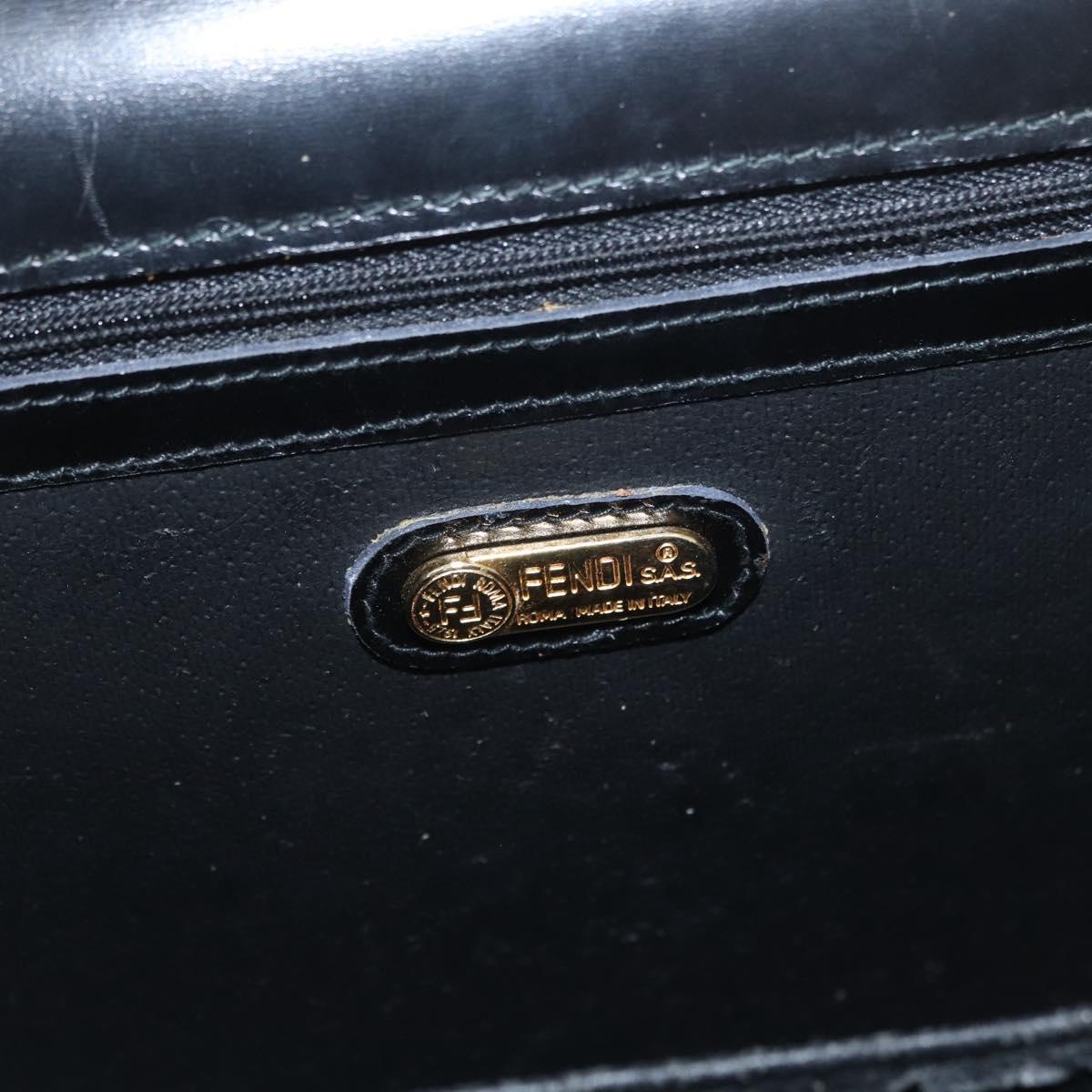 FENDI Hand Bag Leather 2way Black Gold Auth 174607