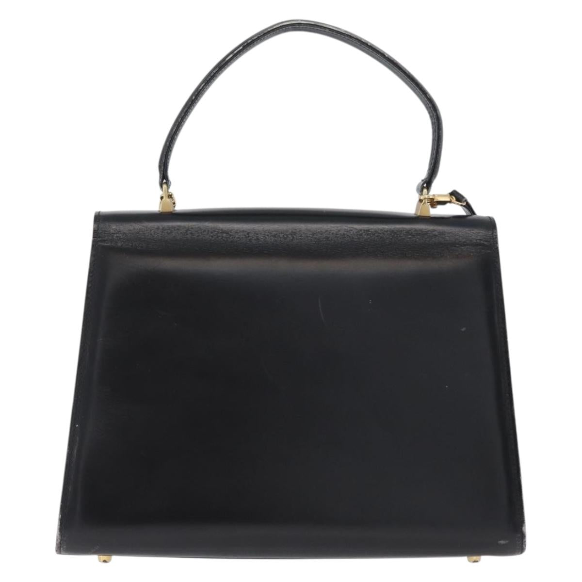 FENDI Hand Bag Leather 2way Black Gold Auth 174607