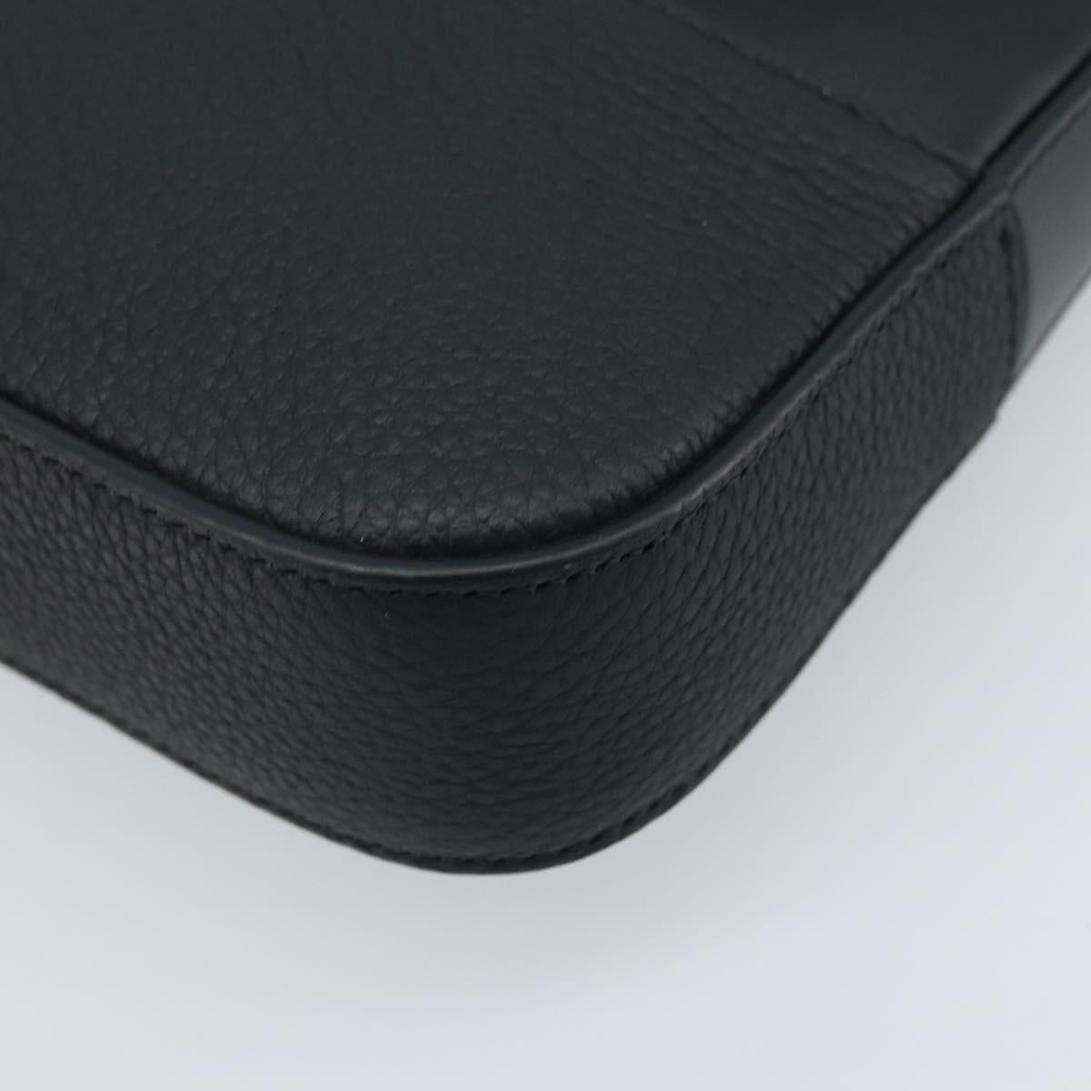 Salvatore Ferragamo Clutch Bag Leather Black Silver Auth 174608