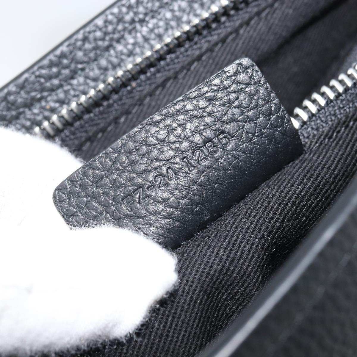 Salvatore Ferragamo Clutch Bag Leather Black Silver Auth 174608