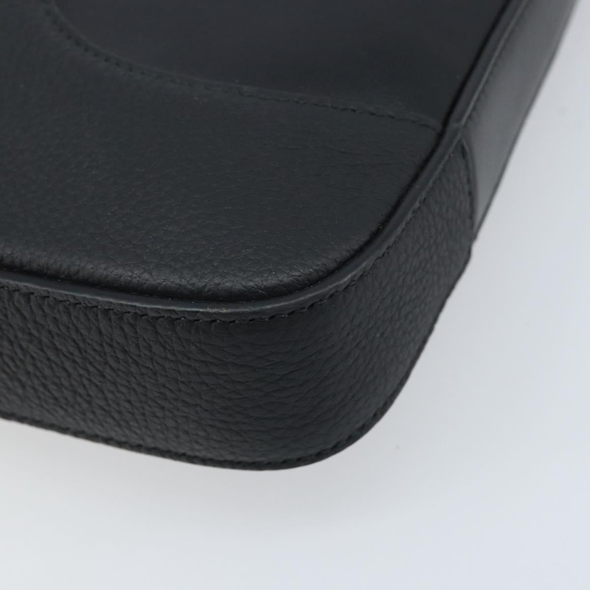 Salvatore Ferragamo Clutch Bag Leather Black Silver Auth 174608
