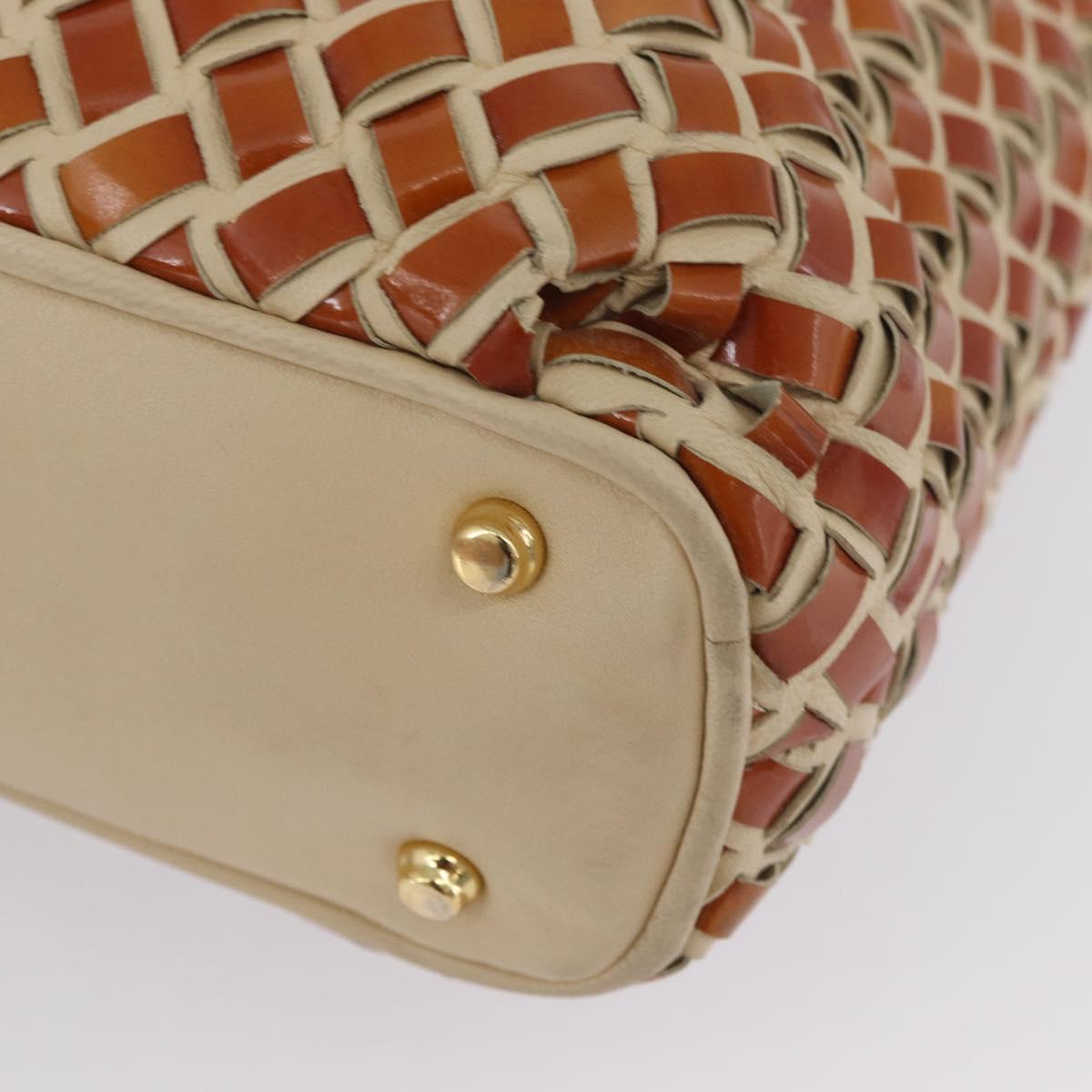 BALLY Tote Bag Leather Beige Brown gold Auth 174609
