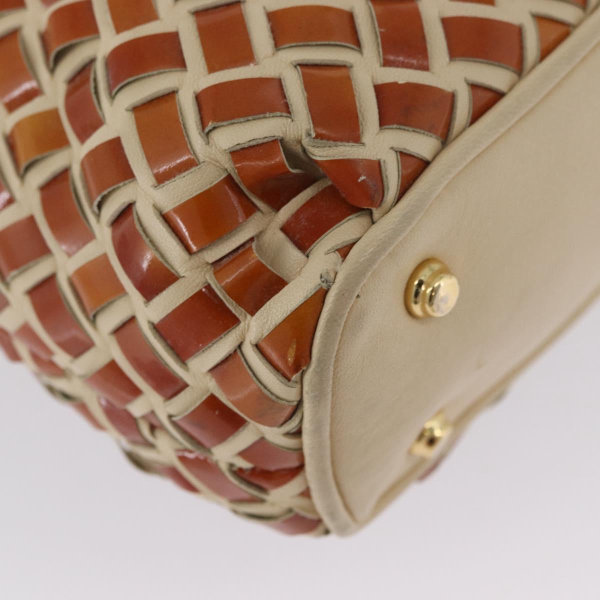 BALLY Tote Bag Leather Beige Brown gold Auth 174609