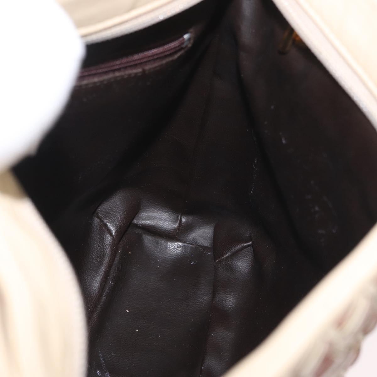 BALLY Tote Bag Leather Beige Brown gold Auth 174609