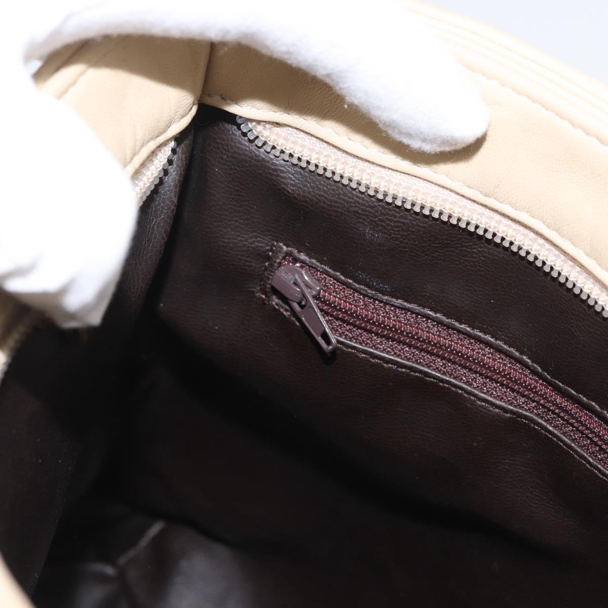 BALLY Tote Bag Leather Beige Brown gold Auth 174609
