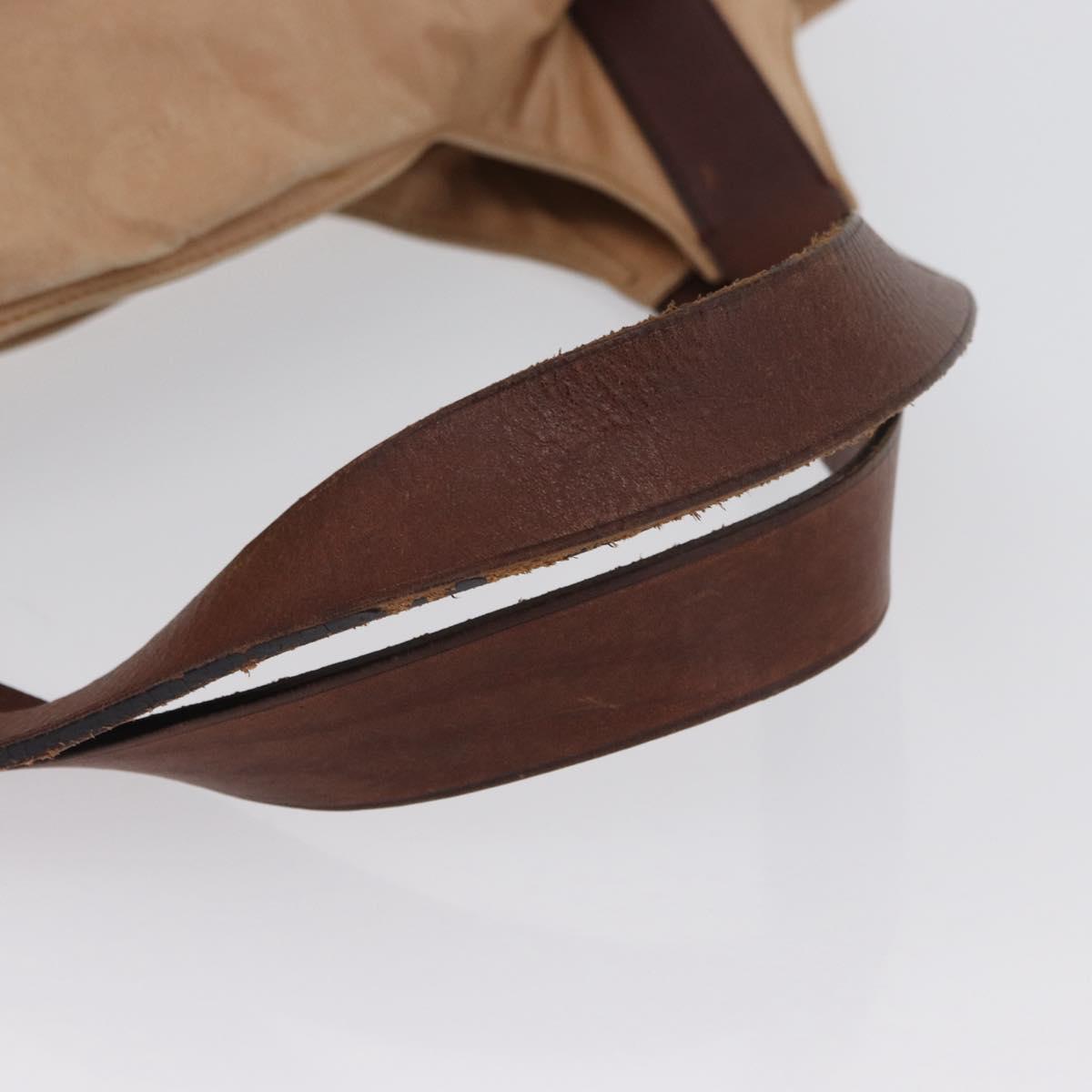 CELINE Hand Bag Leather Beige Gold Auth 174610
