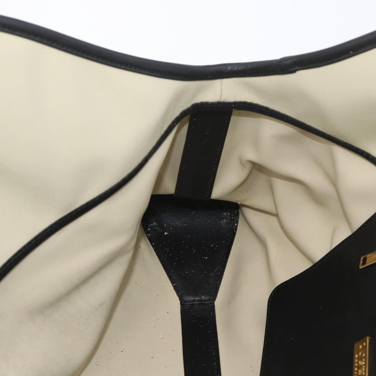LOEWE Hand Bag Canvas Leather Beige Gold Auth 174611