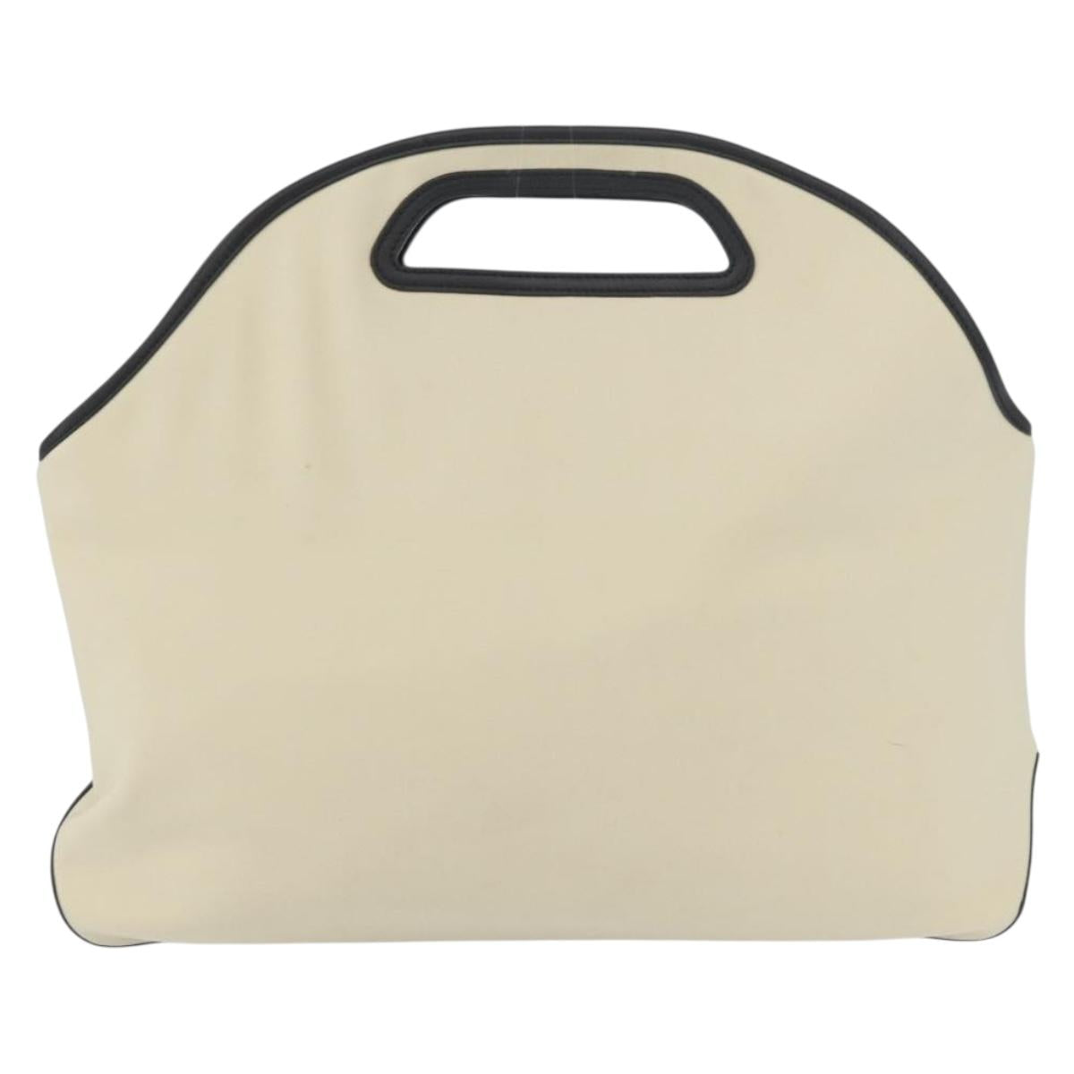 LOEWE Hand Bag Canvas Leather Beige Gold Auth 174611