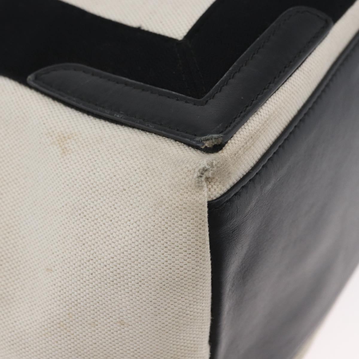 BALENCIAGA Cabas Tote Bag Canvas Leather Beige Black Silver 339933 Auth 174612