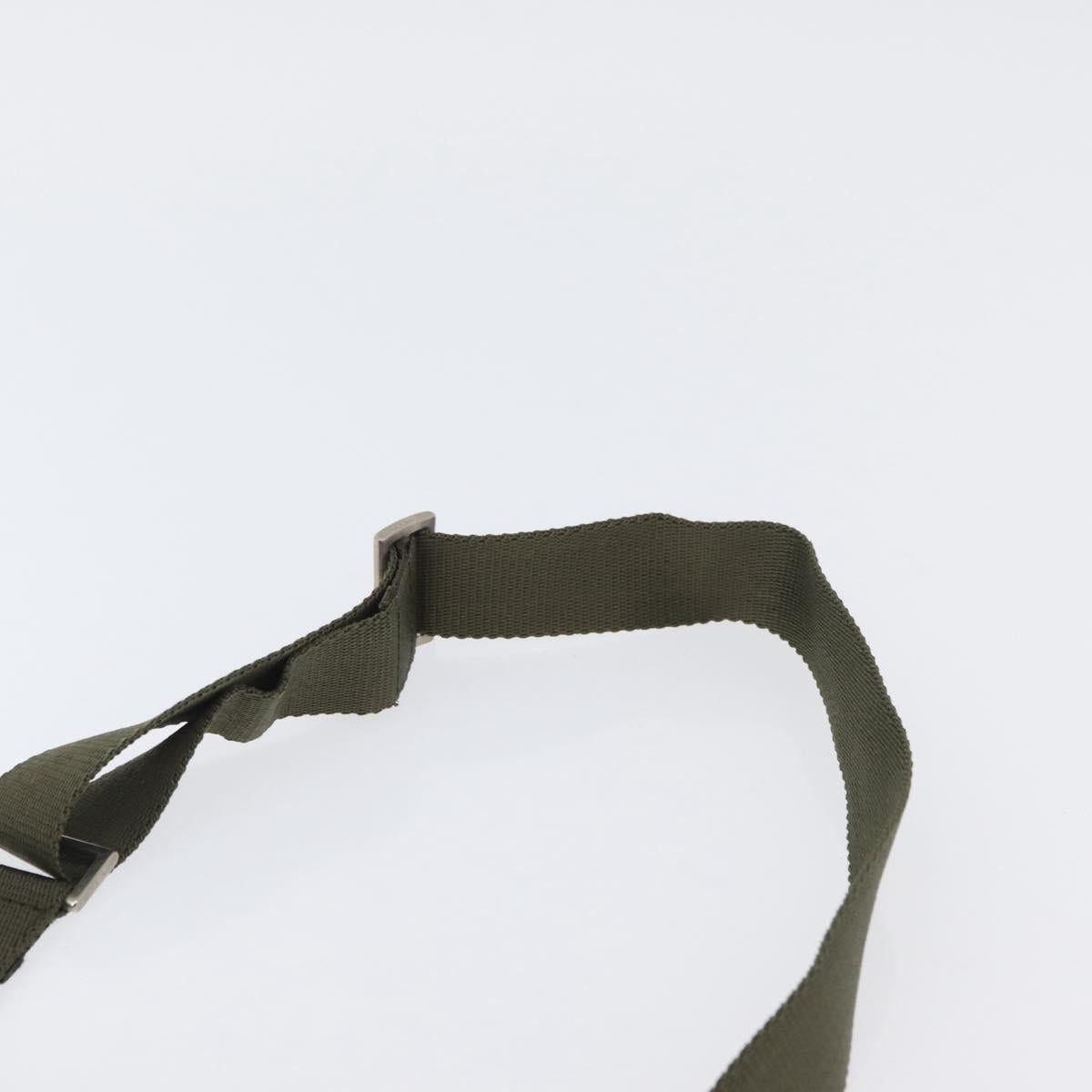 PRADA Shoulder Bag Nylon Khaki Silver Auth 174613