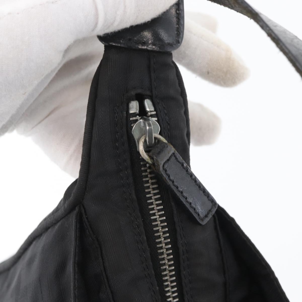 FENDI Zucca Canvas Shoulder Bag Black Gold Auth 174614