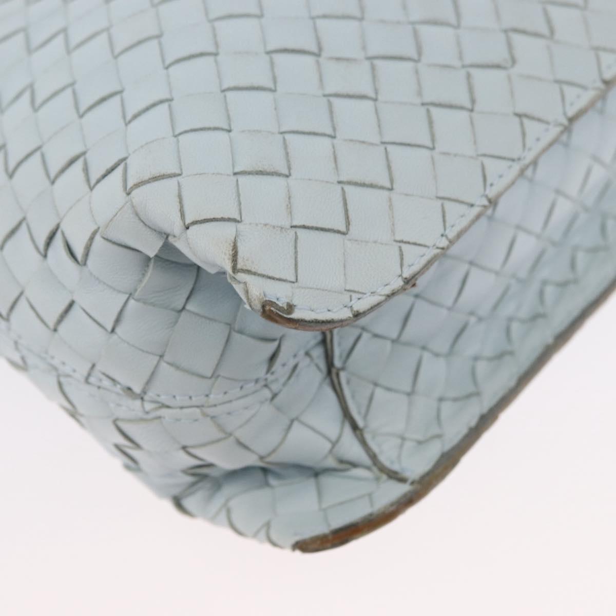 BOTTEGA VENETA INTRECCIATO Shoulder Bag Leather Light Blue Gold Auth 174615A