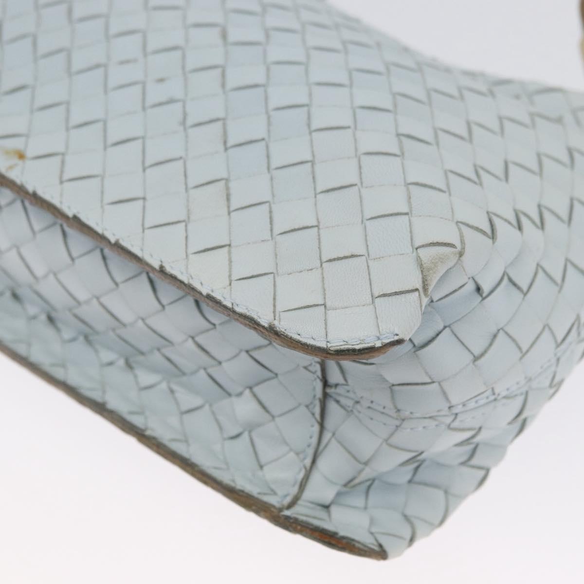 BOTTEGA VENETA INTRECCIATO Shoulder Bag Leather Light Blue Gold Auth 174615A