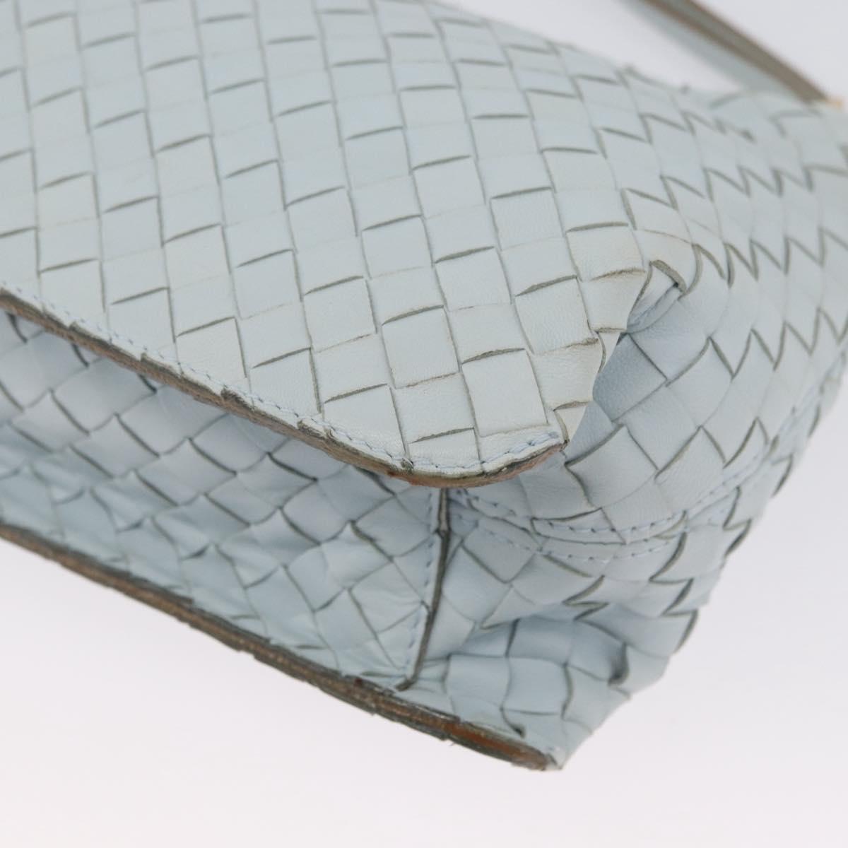 BOTTEGA VENETA INTRECCIATO Shoulder Bag Leather Light Blue Gold Auth 174615A
