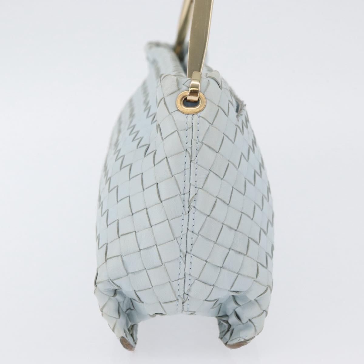 BOTTEGA VENETA INTRECCIATO Shoulder Bag Leather Light Blue Gold Auth 174615A