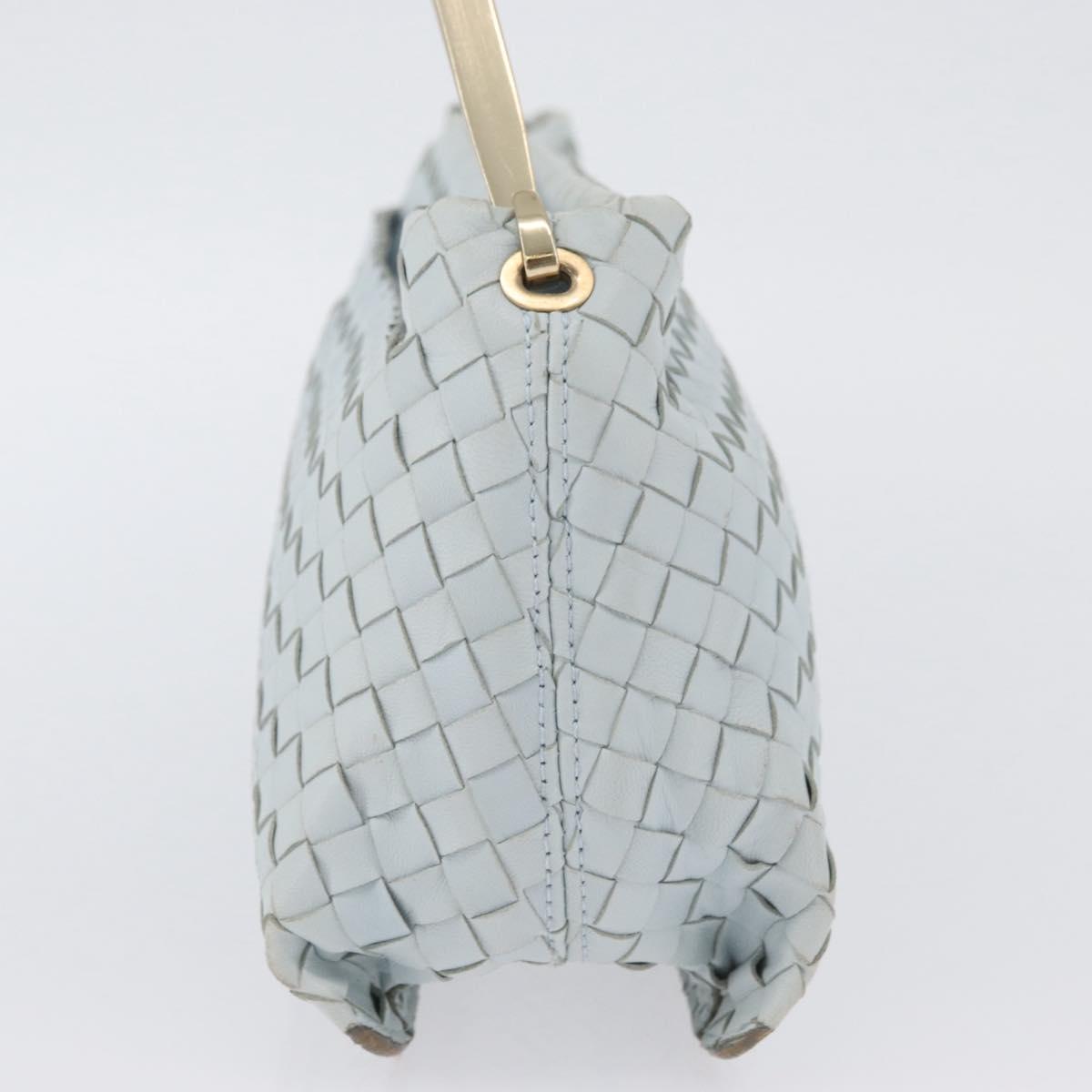 BOTTEGA VENETA INTRECCIATO Shoulder Bag Leather Light Blue Gold Auth 174615A