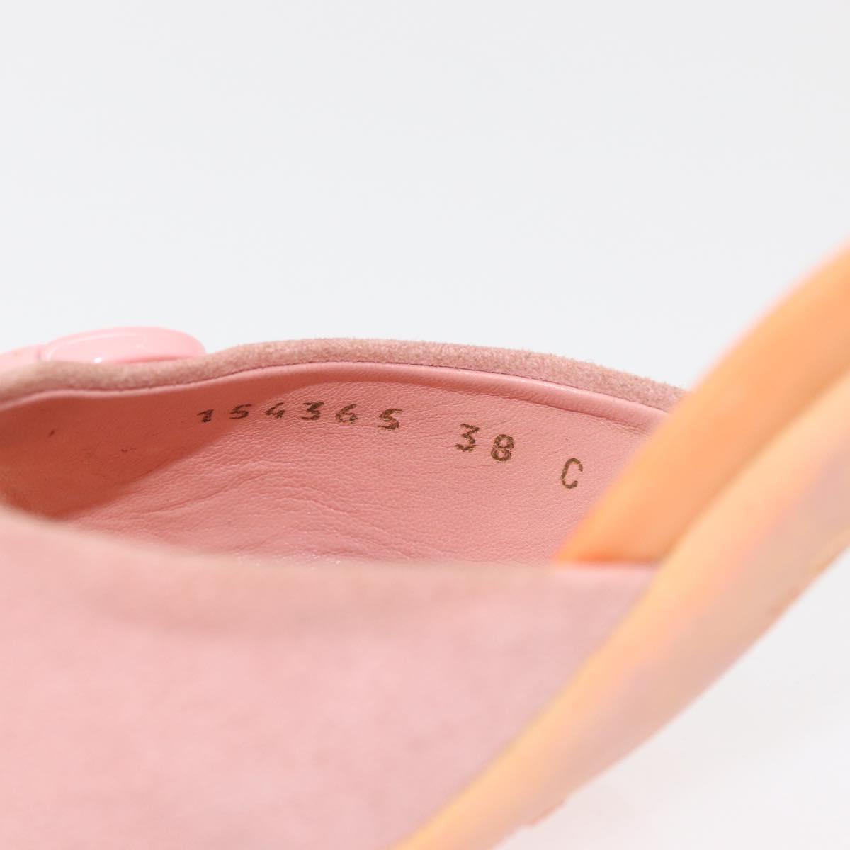 GUCCI Horsebit Heel Sandals Suede Pink Auth 174617A