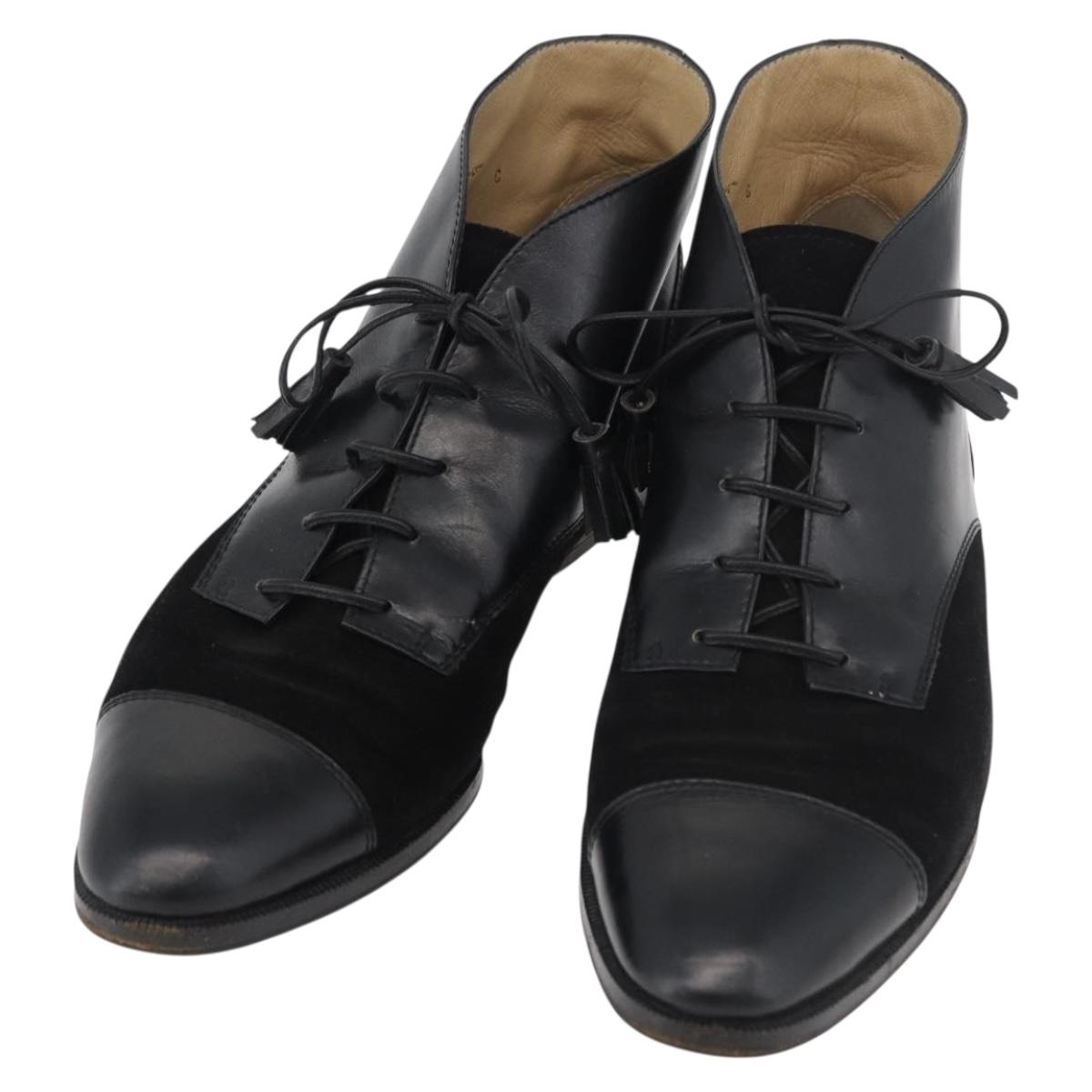Salvatore Ferragamo Short Boots Leather Black Auth 174623A