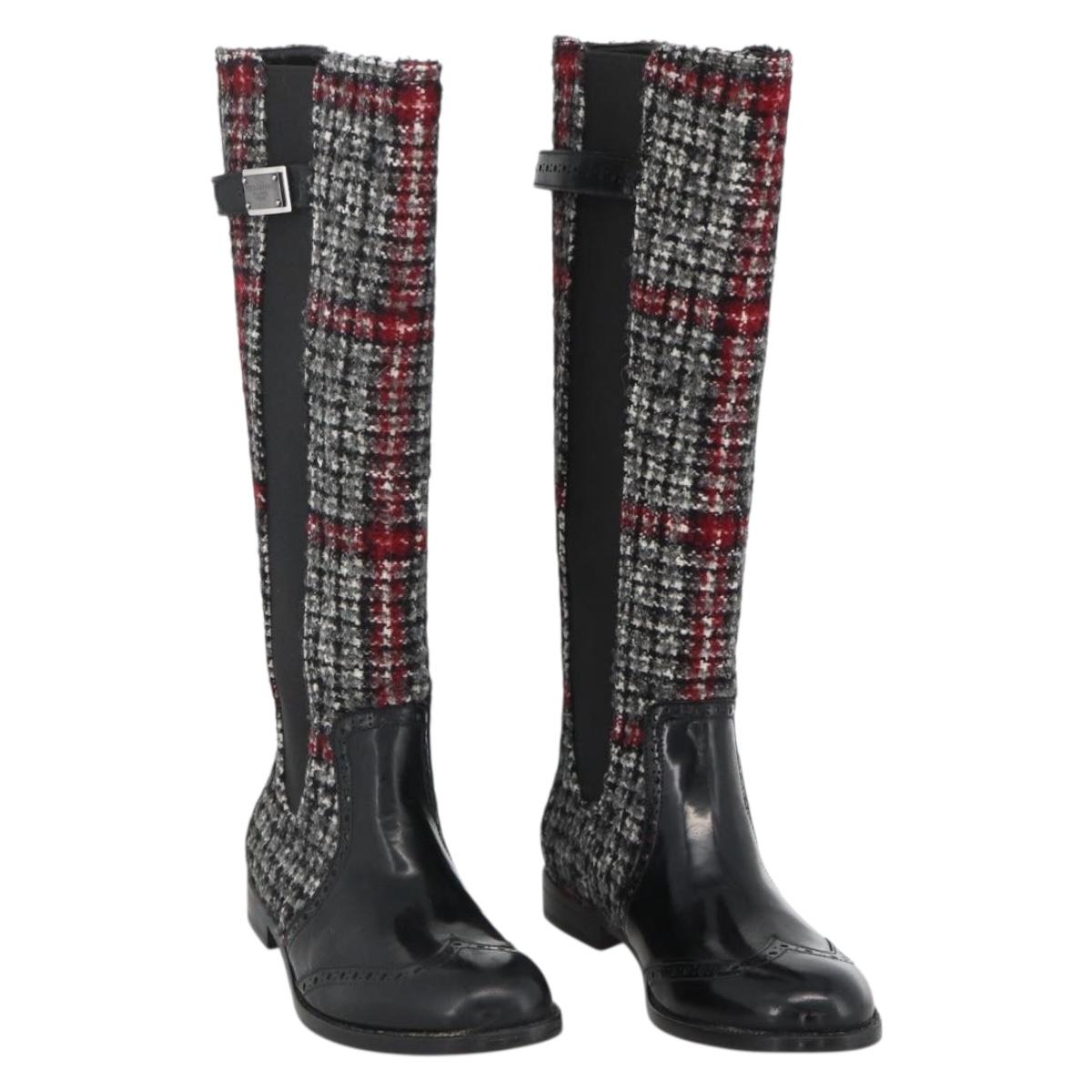 DOLCE&GABBANA Long Boots Wool 37 Black Auth 174624A
