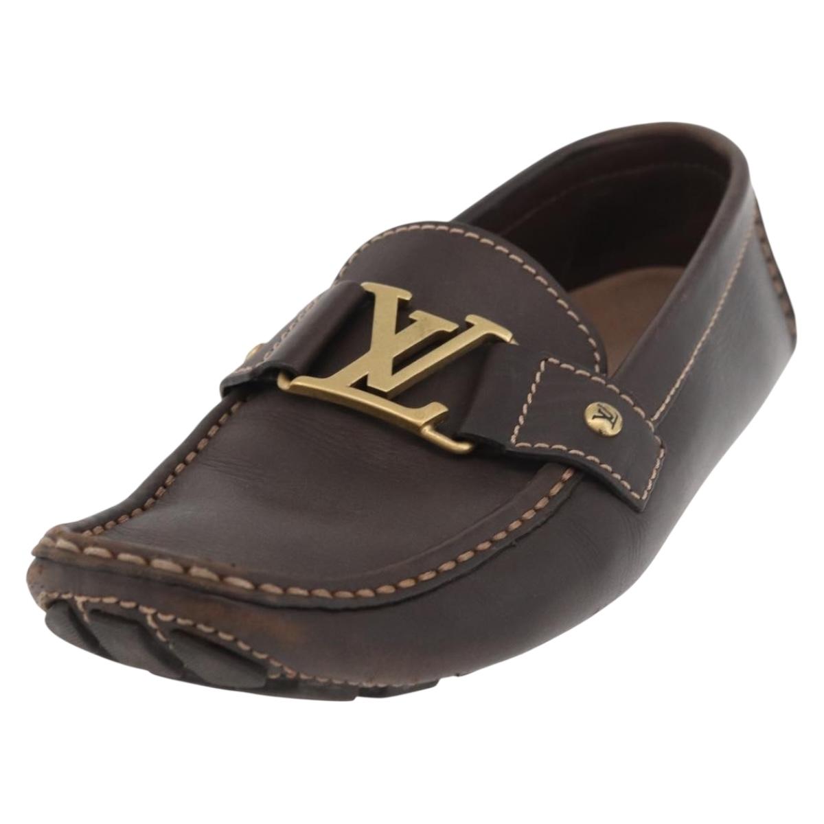 LOUIS VUITTON Monte Carlo line Driving Shoes 7 1/2 Brown LV Auth 174634A