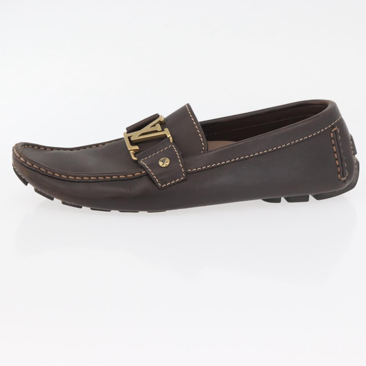 LOUIS VUITTON Monte Carlo line Driving Shoes 7 1/2 Brown LV Auth 174634A