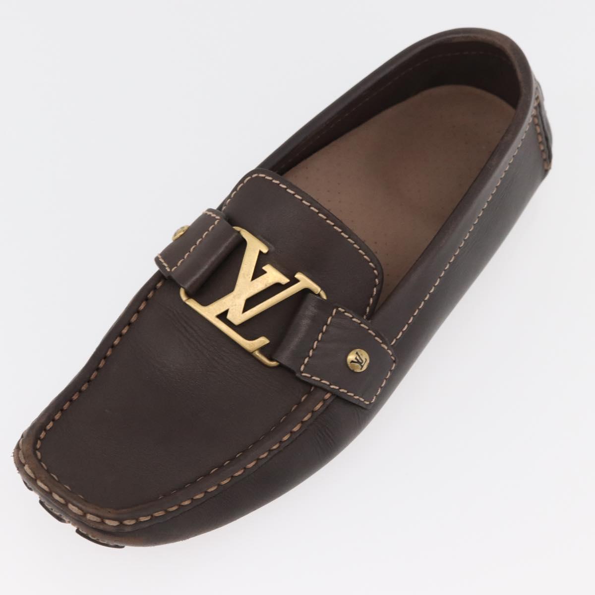 LOUIS VUITTON Monte Carlo line Driving Shoes 7 1/2 Brown LV Auth 174634A