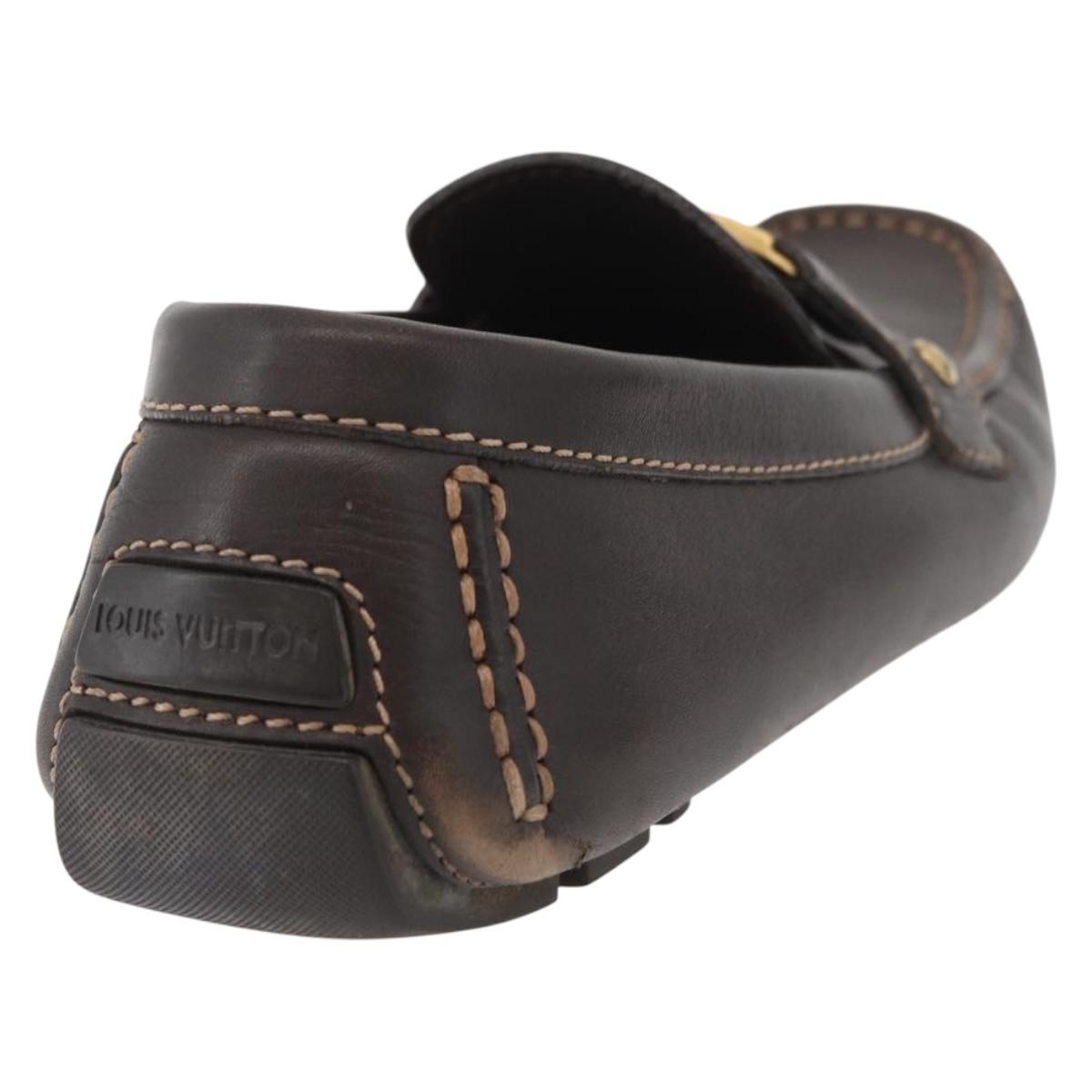 LOUIS VUITTON Monte Carlo line Driving Shoes 7 1/2 Brown LV Auth 174634A