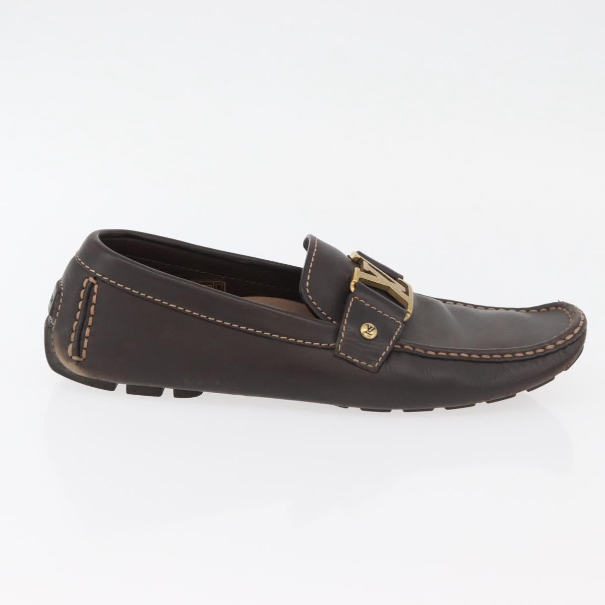 LOUIS VUITTON Monte Carlo line Driving Shoes 7 1/2 Brown LV Auth 174634A