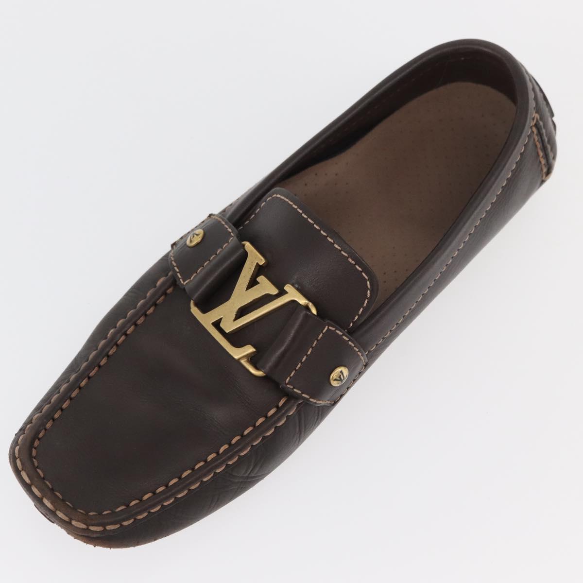 LOUIS VUITTON Monte Carlo line Driving Shoes 7 1/2 Brown LV Auth 174634A