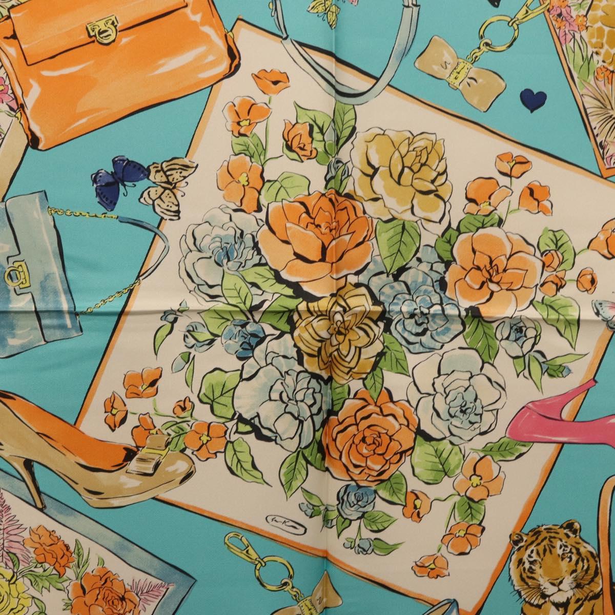 Salvatore Ferragamo Scarf Silk Light Blue Auth 174638A