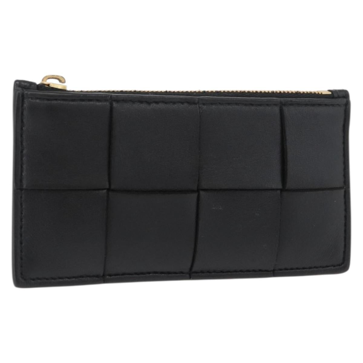 BOTTEGA VENETA Coin Purse Leather Black Auth 174643