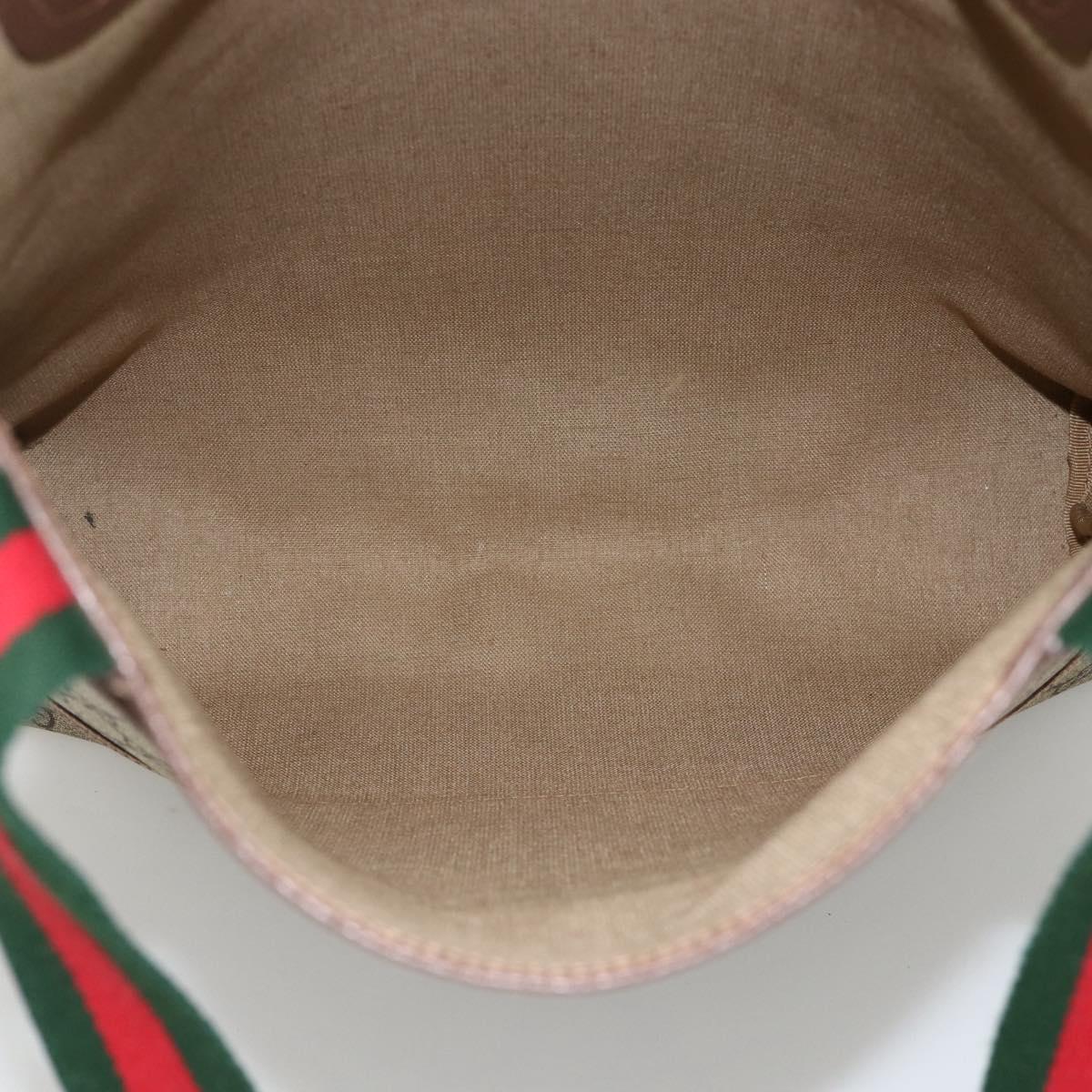 GUCCI GG Supreme Web Sherry Line Bag PVC Beige 002 58 6487 4023 Auth 174650A