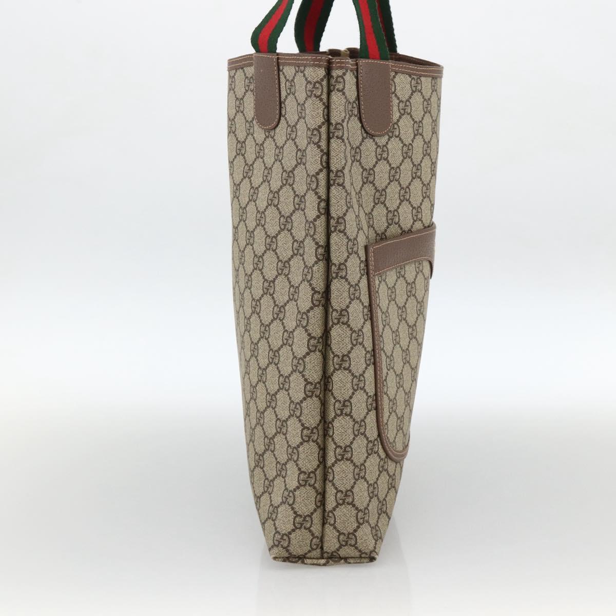 GUCCI GG Supreme Web Sherry Line Bag PVC Beige 002 58 6487 4023 Auth 174650A