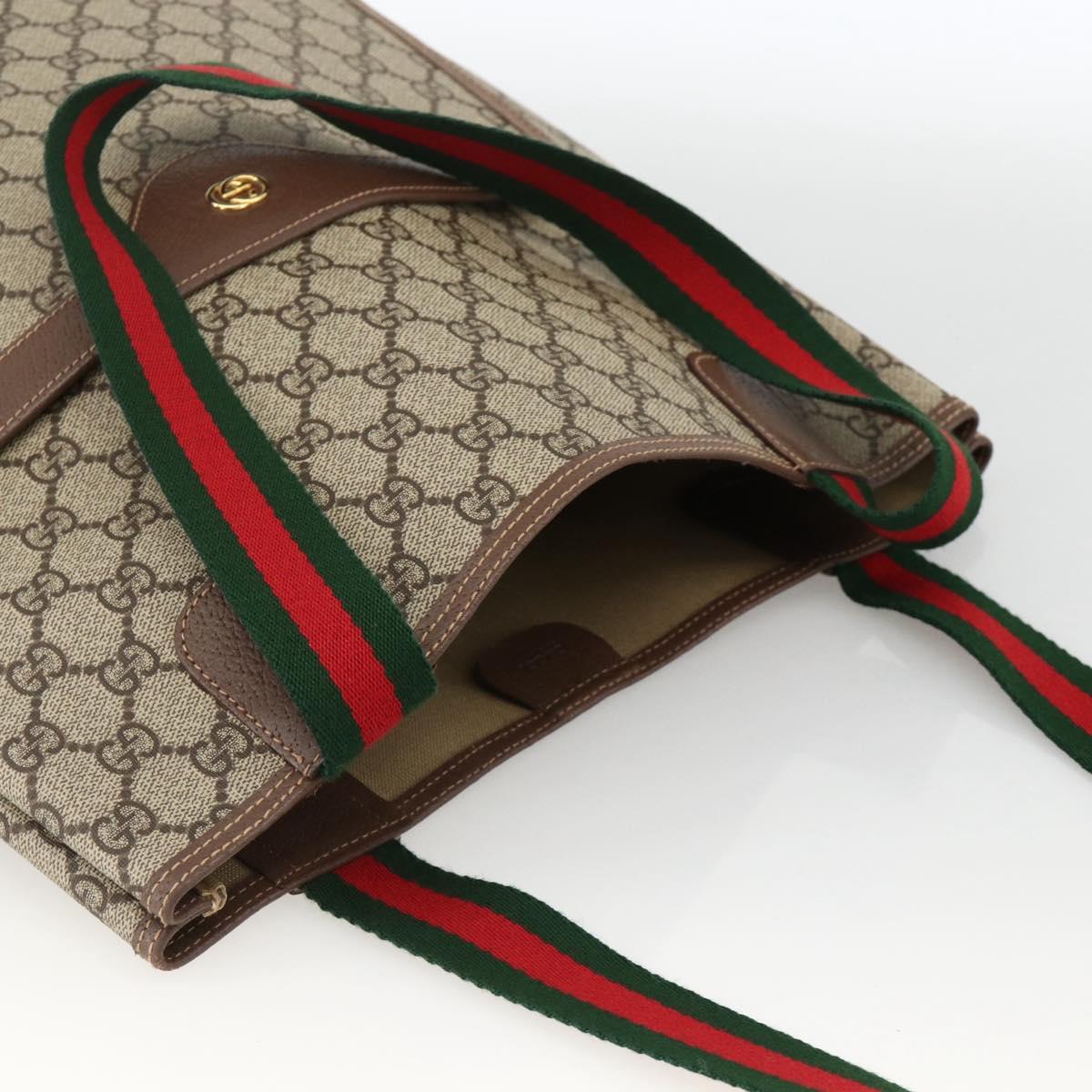 GUCCI GG Supreme Web Sherry Line Bag PVC Beige 002 58 6487 4023 Auth 174650A