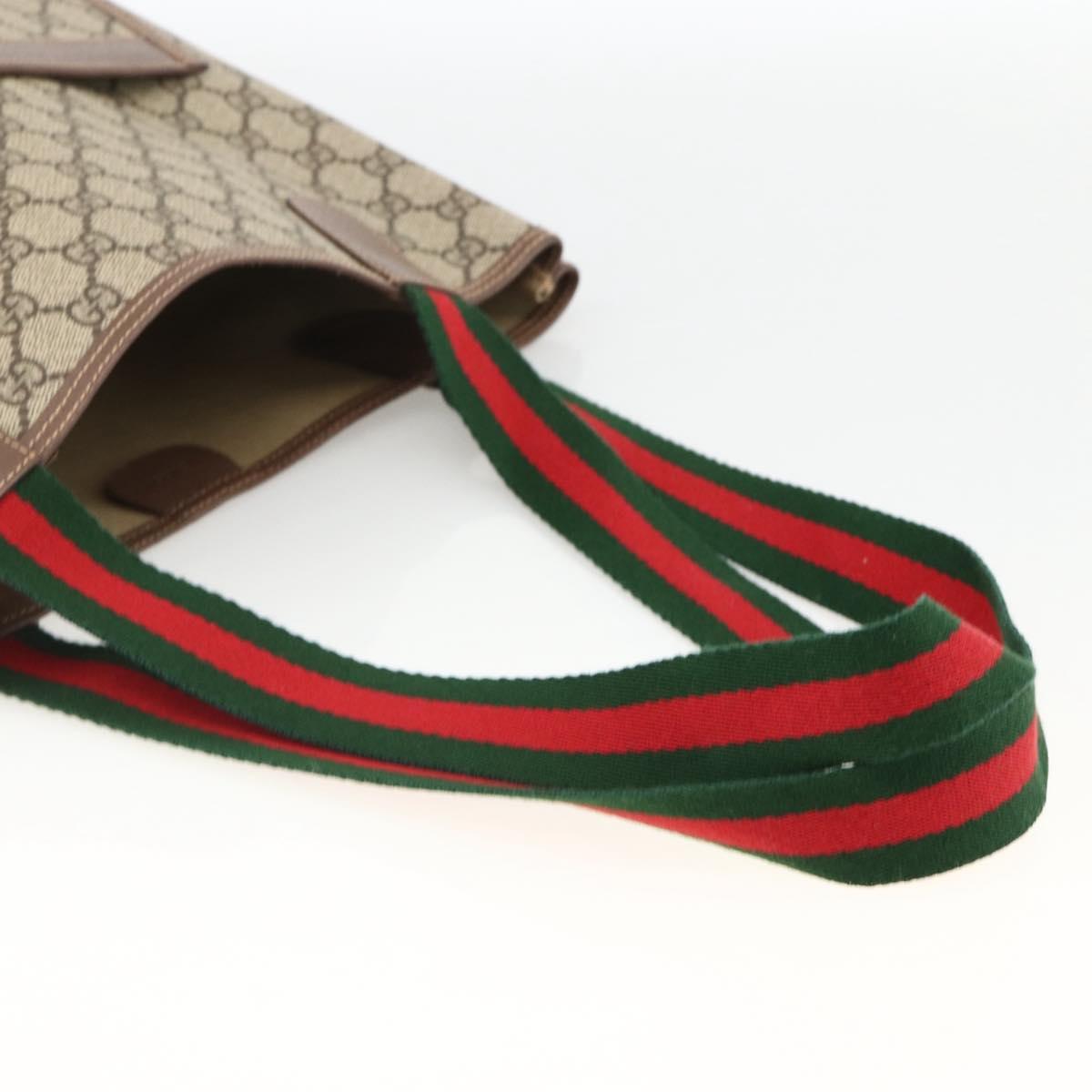 GUCCI GG Supreme Web Sherry Line Bag PVC Beige 002 58 6487 4023 Auth 174650A