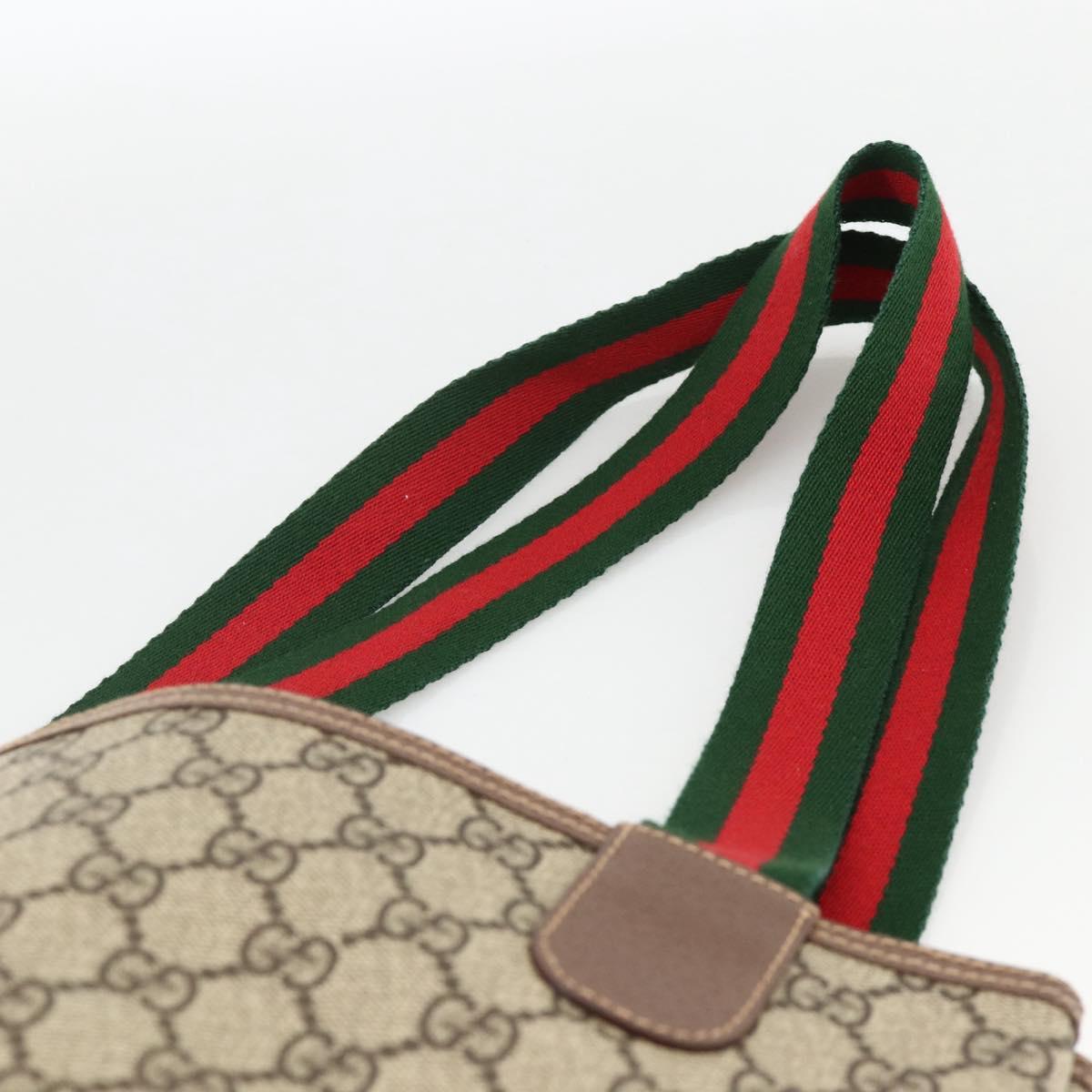 GUCCI GG Supreme Web Sherry Line Bag PVC Beige 002 58 6487 4023 Auth 174650A