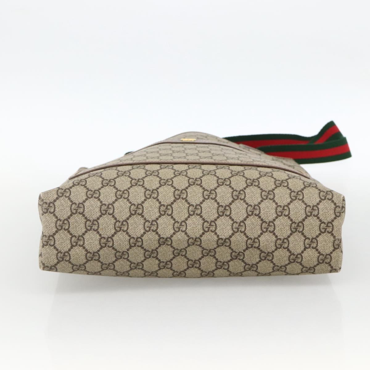 GUCCI GG Supreme Web Sherry Line Bag PVC Beige 002 58 6487 4023 Auth 174650A