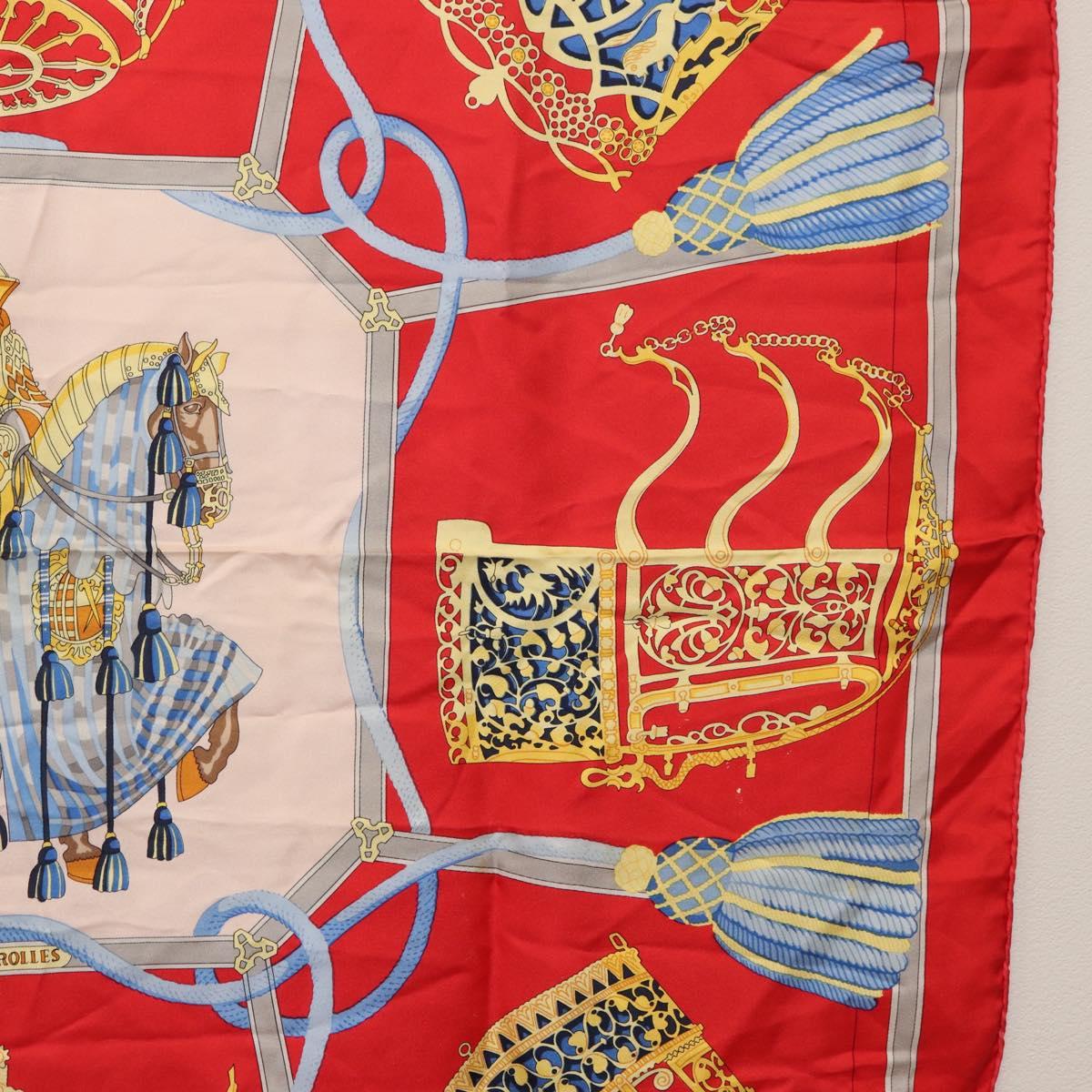 HERMES Carre 90 Scarf ""LES MUSEROLLES"" Silk Red Auth 174679