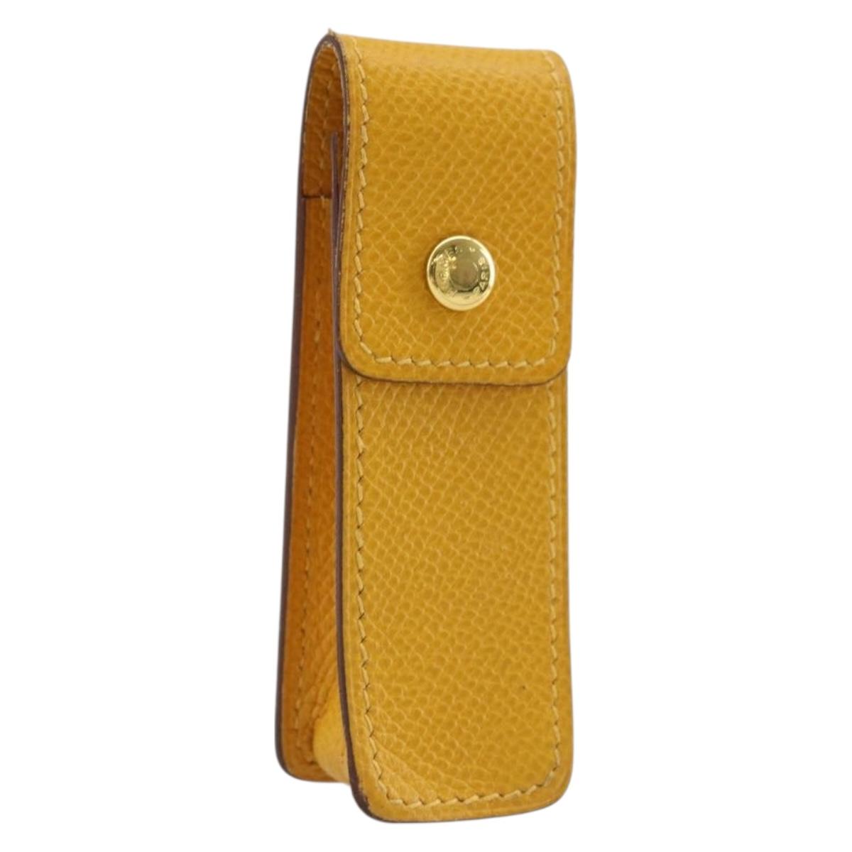 HERMES Serie Small Item Case Accessory Case Leather Yellow Auth 174688A