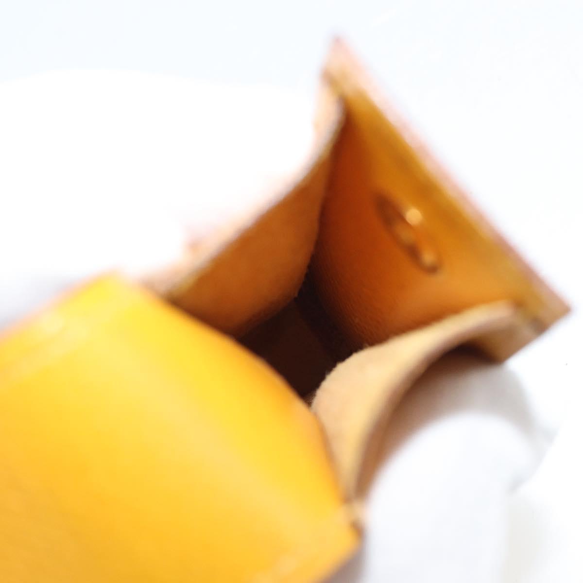 HERMES Serie Small Item Case Accessory Case Leather Yellow Auth 174688A