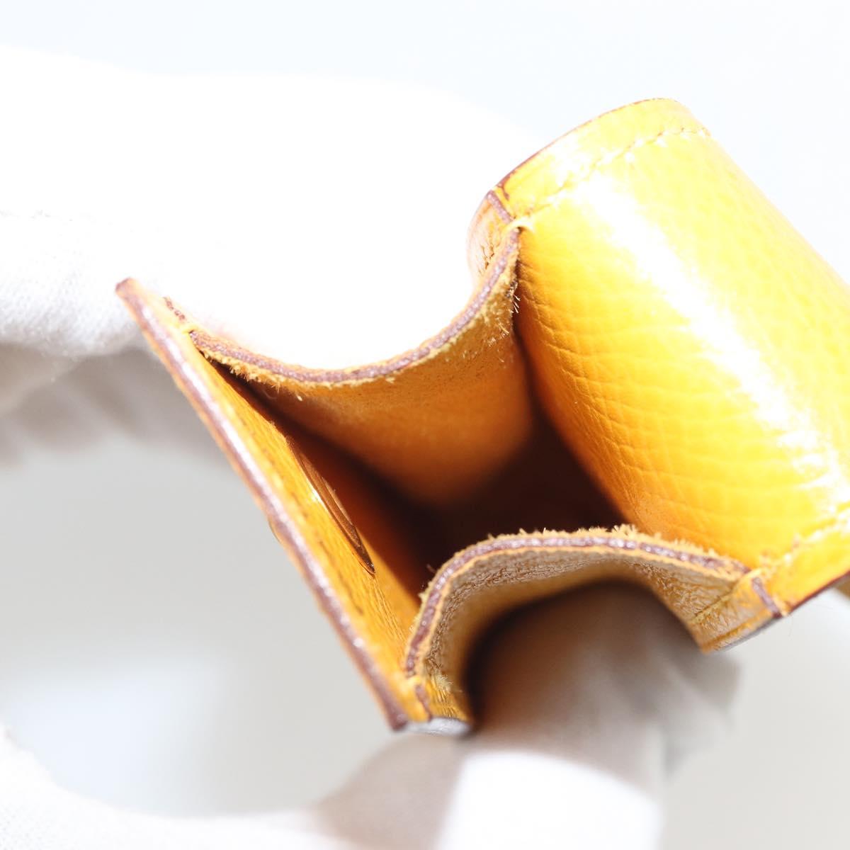 HERMES Serie Small Item Case Accessory Case Leather Yellow Auth 174688A
