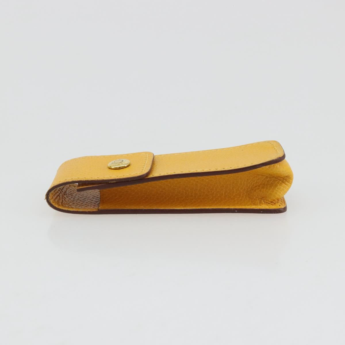 HERMES Serie Small Item Case Accessory Case Leather Yellow Auth 174688A