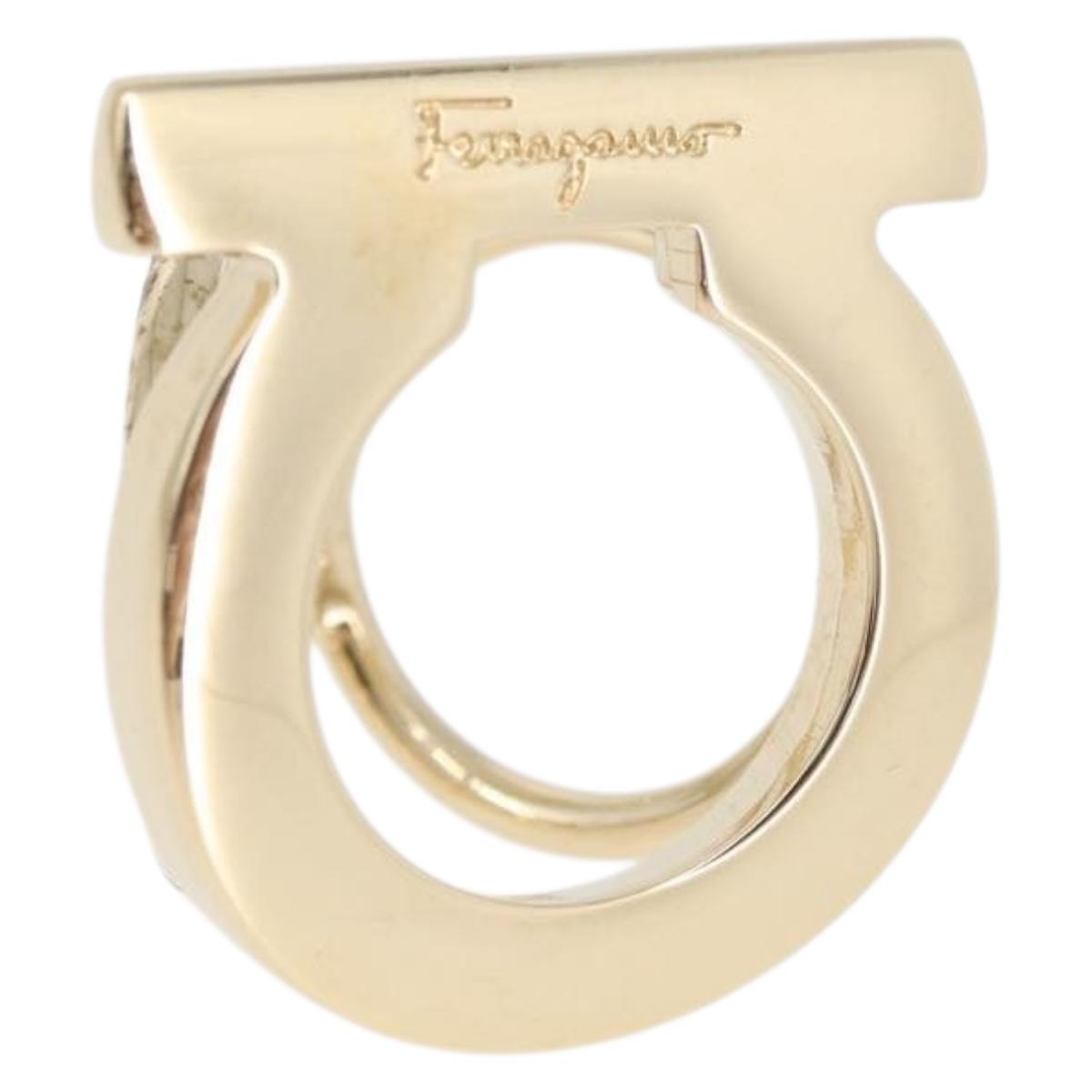 Salvatore Ferragamo Gancini Ring metal Gold Auth 174694A