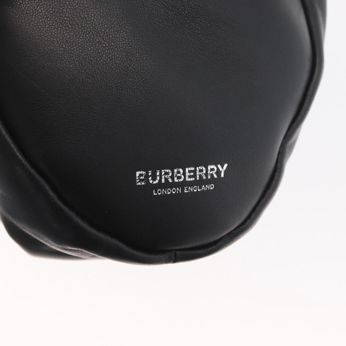 BURBERRY Hand Bag Leather Black Silver Auth 174706A