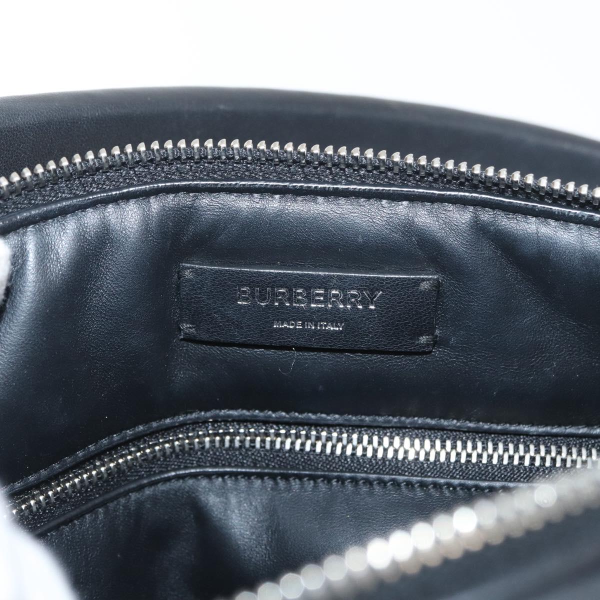 BURBERRY Hand Bag Leather Black Silver Auth 174706A