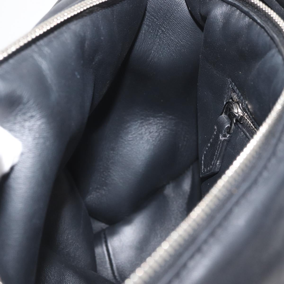 BURBERRY Hand Bag Leather Black Silver Auth 174706A