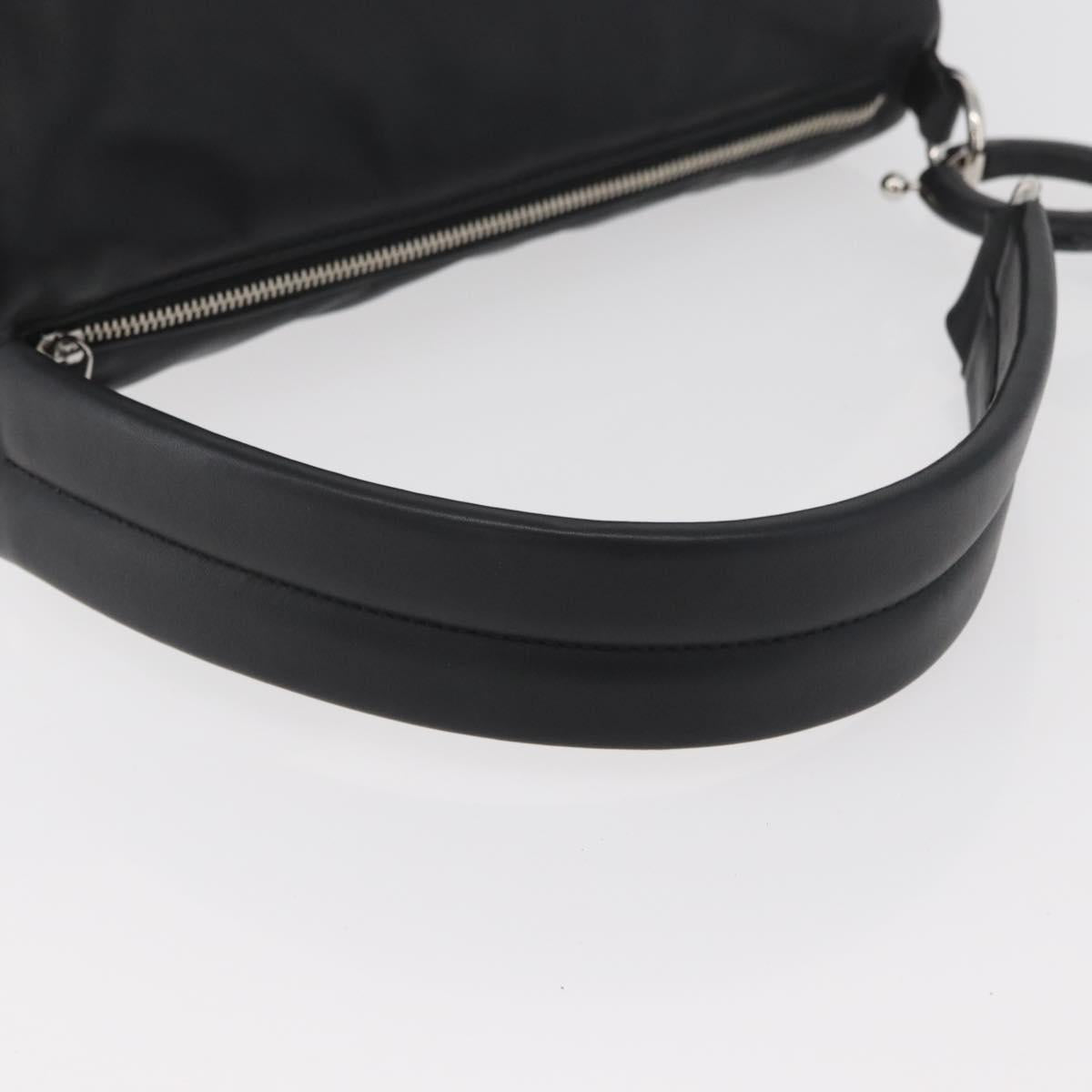 BURBERRY Hand Bag Leather Black Silver Auth 174706A