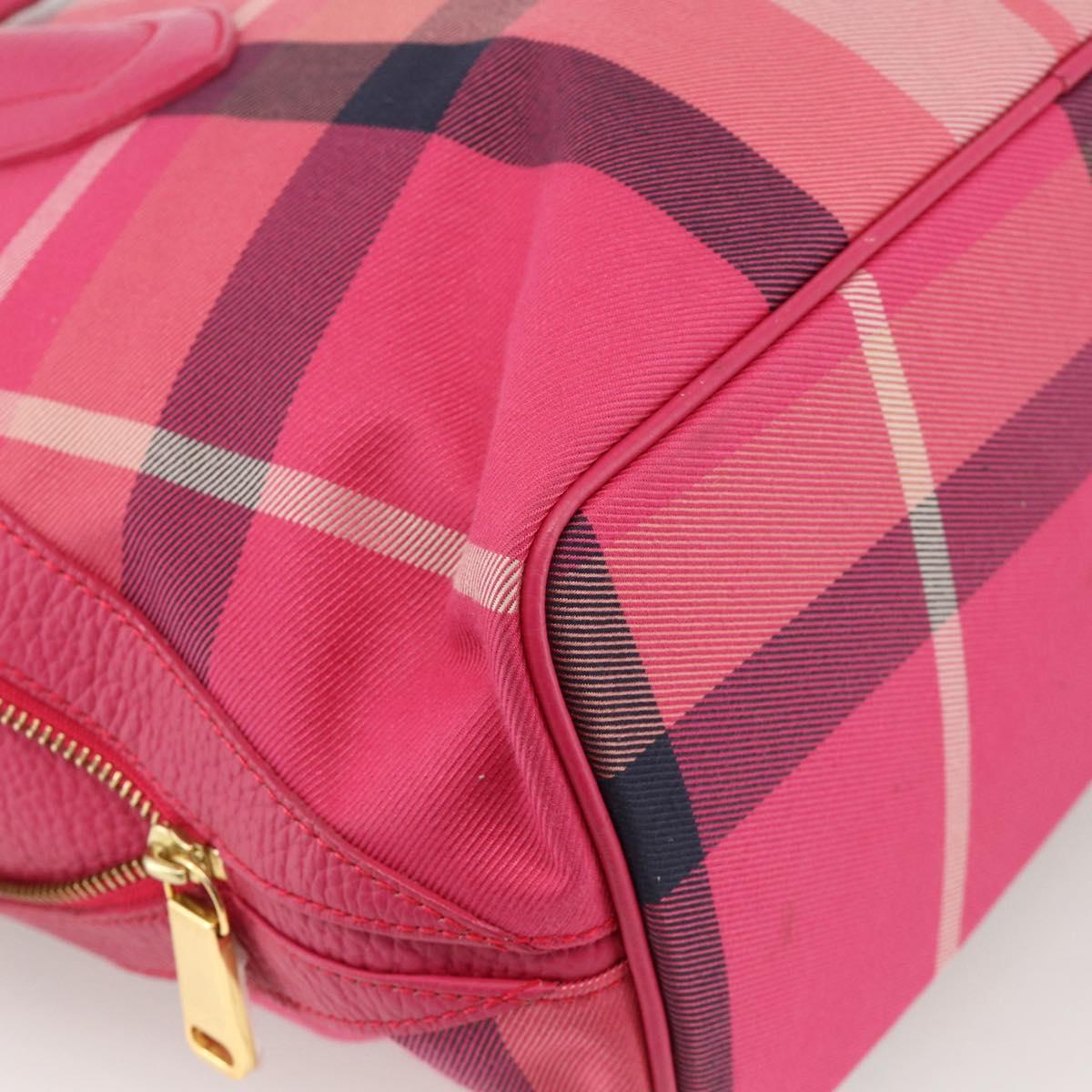 BLUE LABEL CRESTBRIDGE CB Check Bag Canvas Leather 2way Pink Gold Auth 174708A