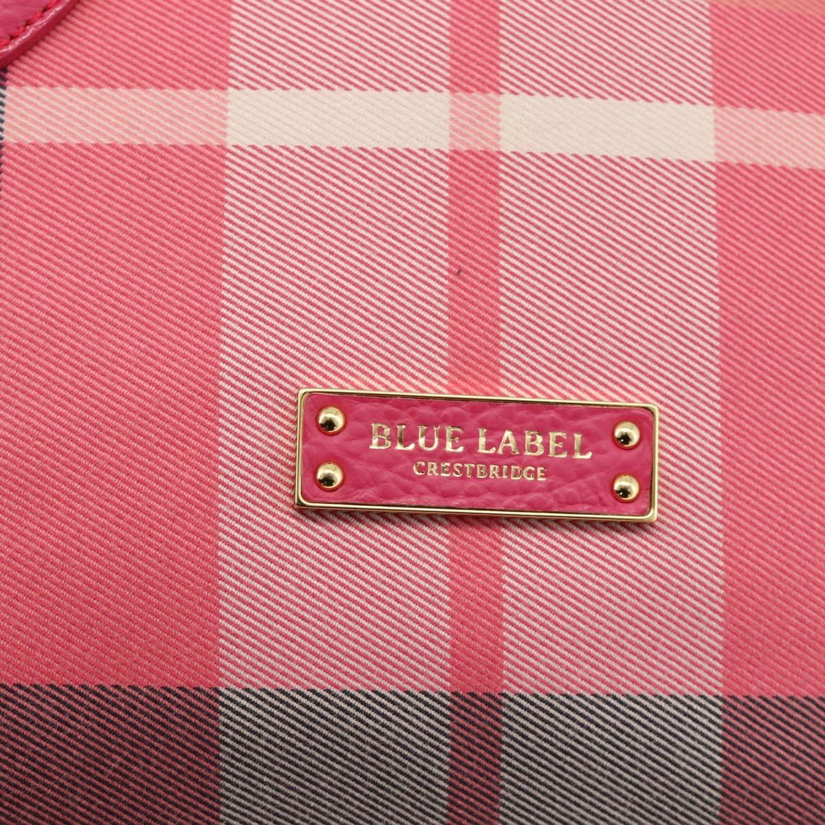 BLUE LABEL CRESTBRIDGE CB Check Bag Canvas Leather 2way Pink Gold Auth 174708A