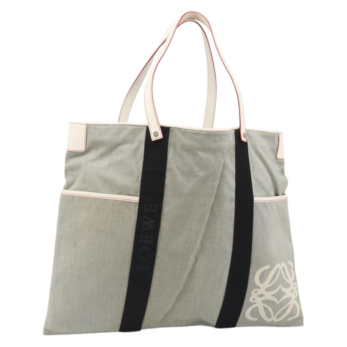 LOEWE Anagram Tote Bag Canvas Gray Auth 174711A